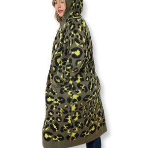 Plus Size Print Long Hooded Cardigan